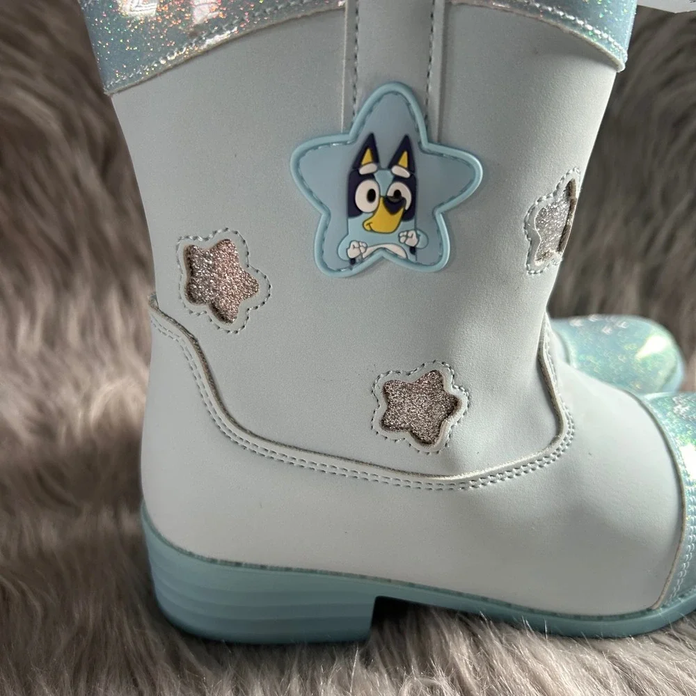 Ground Up Bluey Cowgirl Girls Size‎ 12 Blue Light Up Shoes Side Zip Pull On